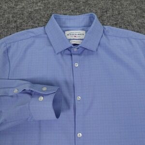 Mizzen Main Leeward‎ Dress Shirt Mens XXL Blue Plaid Performance Stretch
